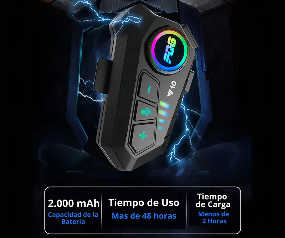 Auriculares Bluetooth Para Casco Moto Y10-Compatible iOS Android