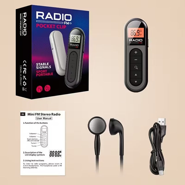Mini Radio Fm Recargable Portátil Negro